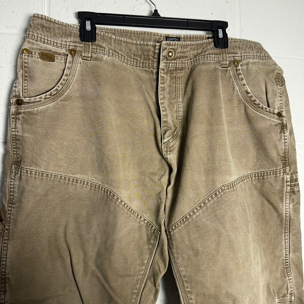 KUHL The Law Mens 40x32 Khaki Heavyweight Canvas Work Utility Pants Articulated